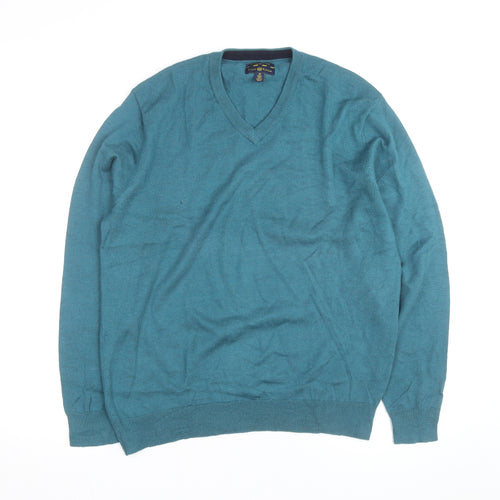 Club Room Men’s Blue V-Neck Pullover Jumper Size M Acrylic Knit