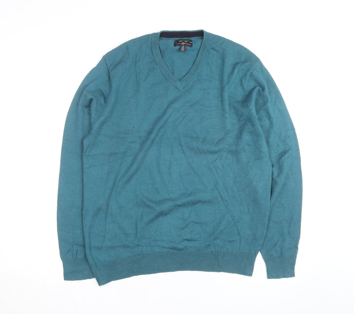Club Room Men’s Blue V-Neck Pullover Jumper Size M Acrylic Knit