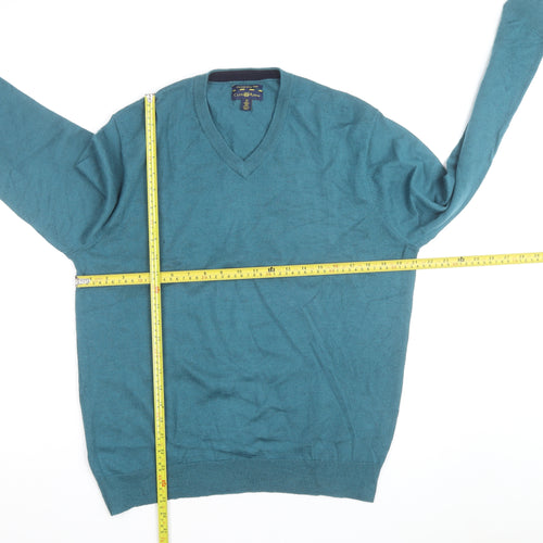 Club Room Men’s Blue V-Neck Pullover Jumper Size M Acrylic Knit