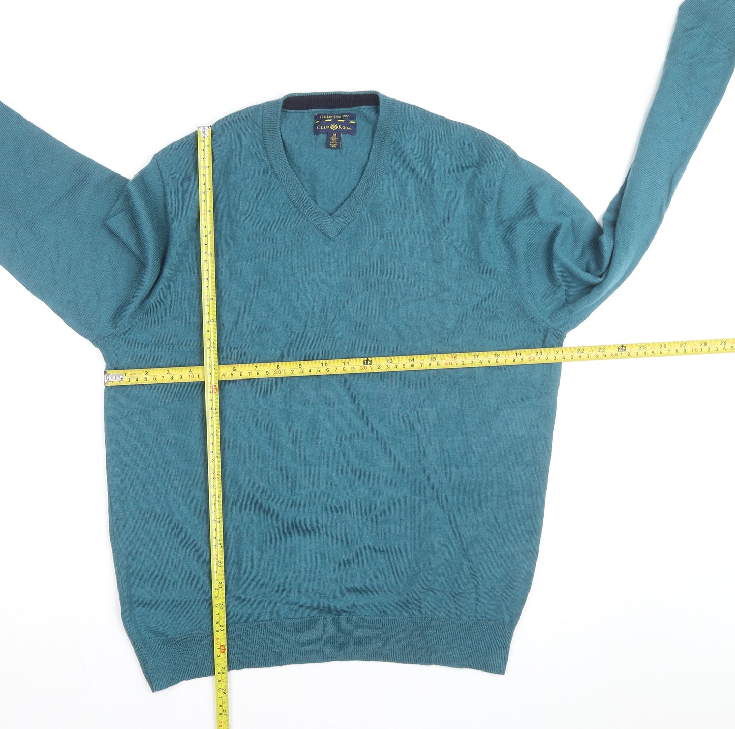 Club Room Men’s Blue V-Neck Pullover Jumper Size M Acrylic Knit