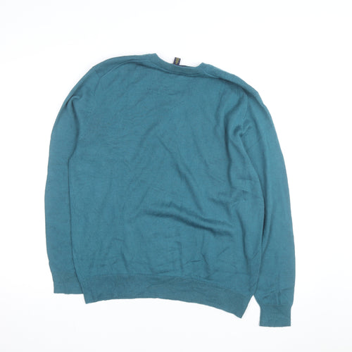 Club Room Men’s Blue V-Neck Pullover Jumper Size M Acrylic Knit