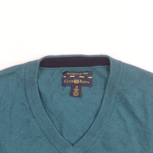 Club Room Men’s Blue V-Neck Pullover Jumper Size M Acrylic Knit