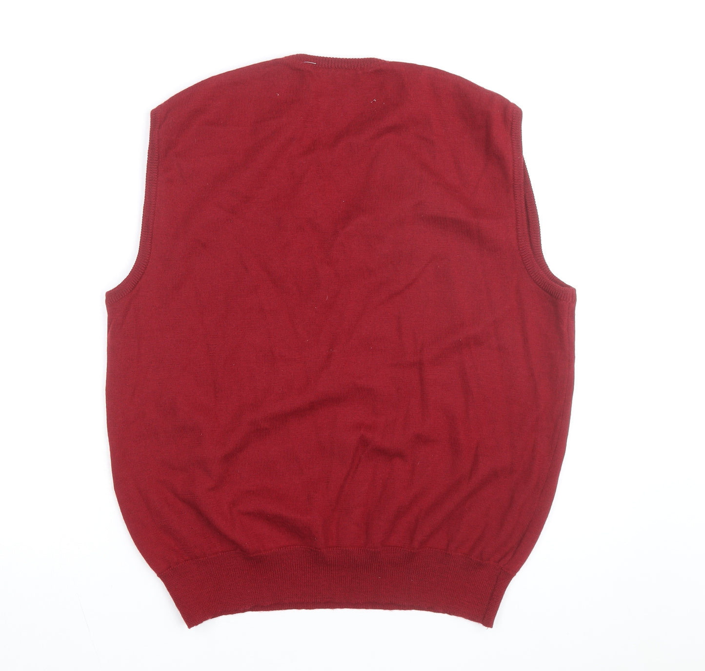 Courrèges Men Red Wool V-Neck Sleeveless Vest L Classic Knit