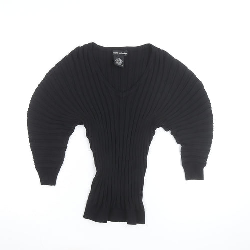 Catherine Malandrino Women's Black V-Neck Dolman Sleeve Knit Jumper S