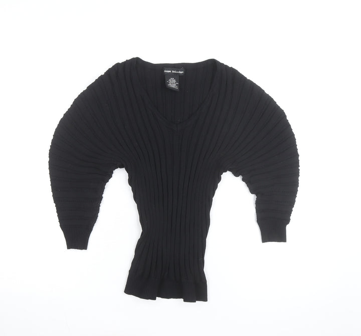 Catherine Malandrino Women's Black V-Neck Dolman Sleeve Knit Jumper S