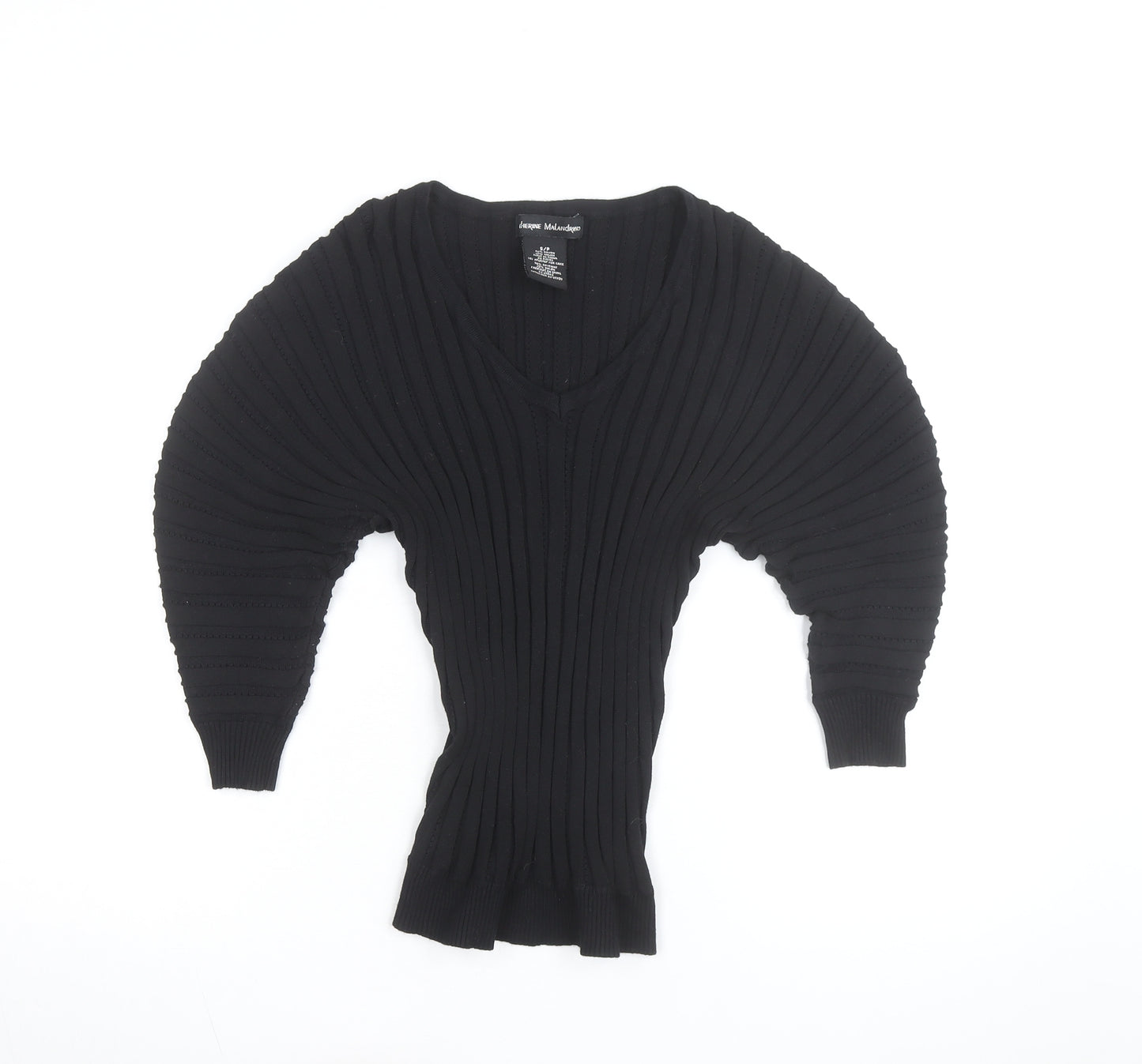 Catherine Malandrino Women's Black V-Neck Dolman Sleeve Knit Jumper S