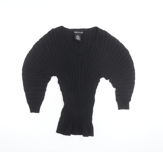 Catherine Malandrino Women's Black V-Neck Dolman Sleeve Knit Jumper S