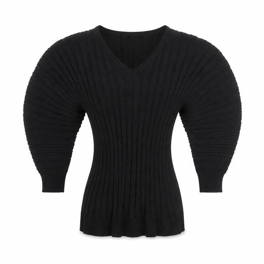 Front view of Catherine Malandrino Women's Black V-Neck Dolman Sleeve Knit Jumper S