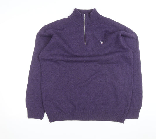 Otago Rugby Men’s Purple Wool 1/2 Zip Jumper XL High Neck
