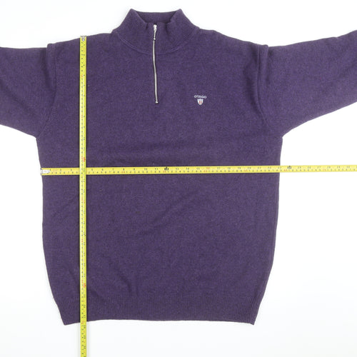 Otago Rugby Men’s Purple Wool 1/2 Zip Jumper XL High Neck