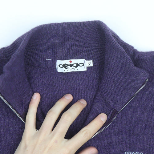 Otago Rugby Men’s Purple Wool 1/2 Zip Jumper XL High Neck