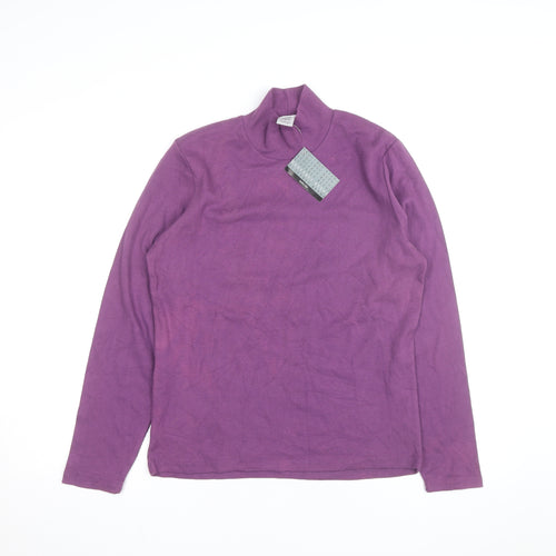 Geoffrey Beene Women's Purple Mock Neck Long Sleeve Cotton Jumper L