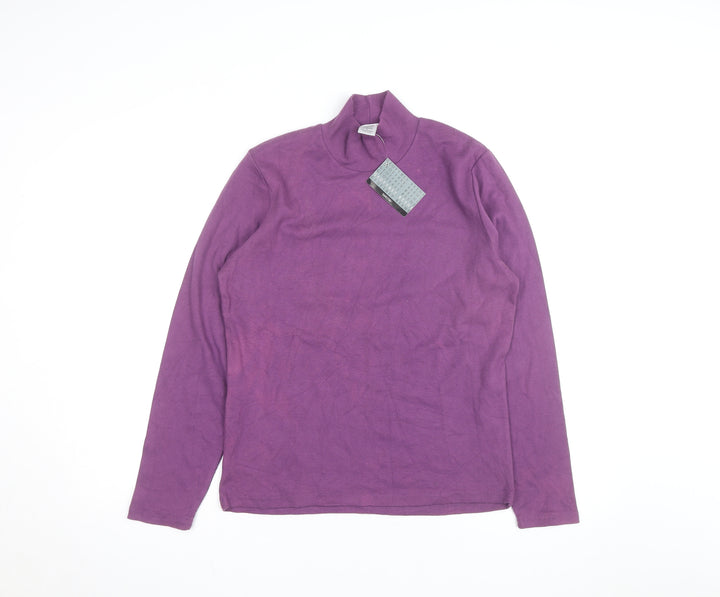 Geoffrey Beene Women's Purple Mock Neck Long Sleeve Cotton Jumper L