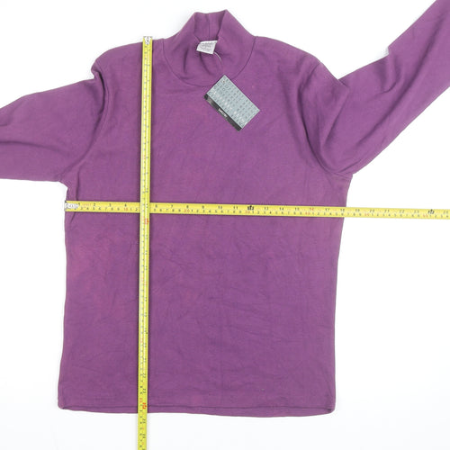 Geoffrey Beene Women's Purple Mock Neck Long Sleeve Cotton Jumper L