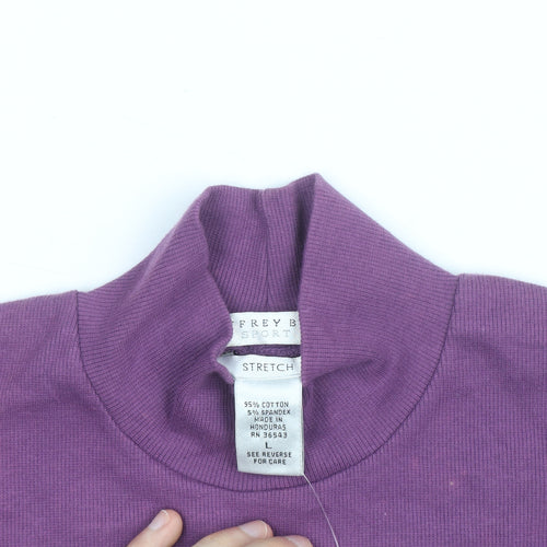 Geoffrey Beene Women's Purple Mock Neck Long Sleeve Cotton Jumper L