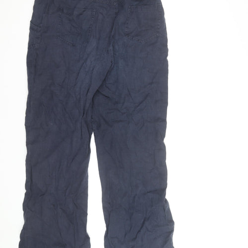 Per Una Women’s Blue Linen Cargo Trousers Size 12 Regular Fit