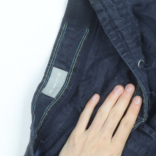 Per Una Women’s Blue Linen Cargo Trousers Size 12 Regular Fit