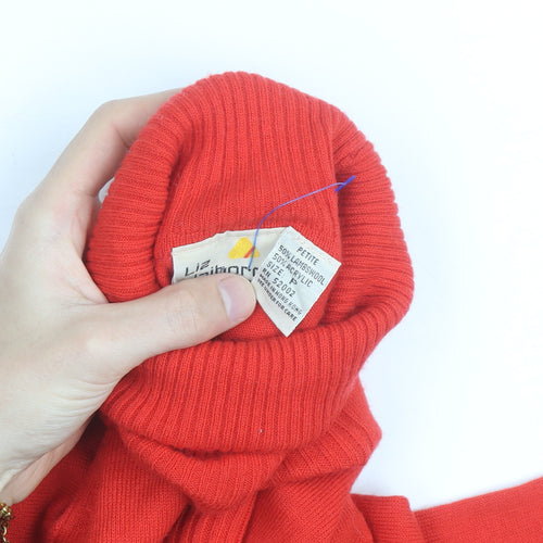 Liz Claiborne Women’s Red Roll Neck Lambswool Blend Petite Jumper Size L