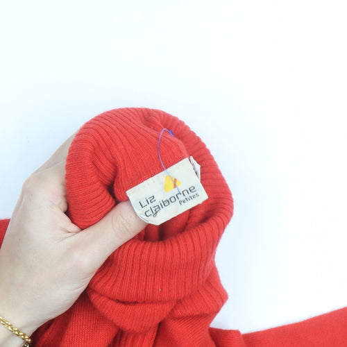 Liz Claiborne Women’s Red Roll Neck Lambswool Blend Petite Jumper Size L