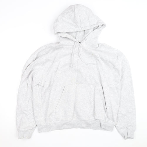 Weekday Men's Grey Pullover Hoodie Size M Fleece Cotton Blend