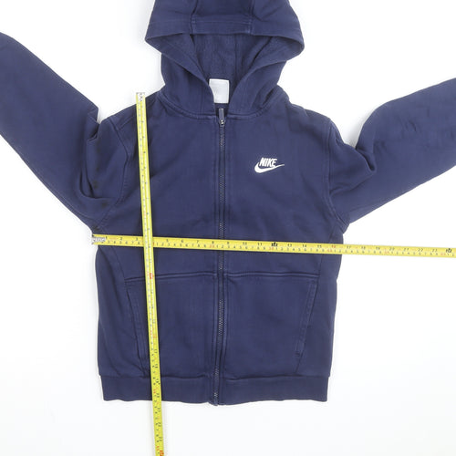Nike Boys Navy Blue Full Zip Hoodie - Size L (147-158 cm) Cotton Blend