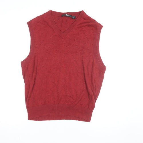 Greg Norman Men's Red Cotton Blend V-Neck Golf Vest S