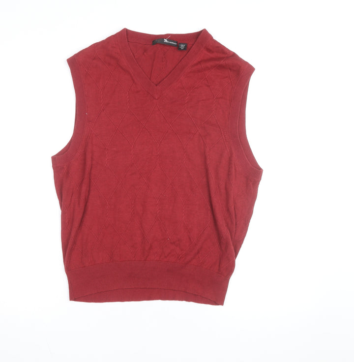 Greg Norman Men's Red Cotton Blend V-Neck Golf Vest S