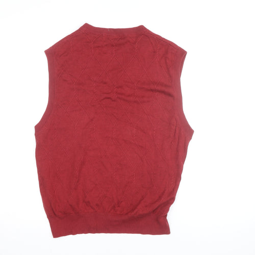 Greg Norman Men's Red Cotton Blend V-Neck Golf Vest S