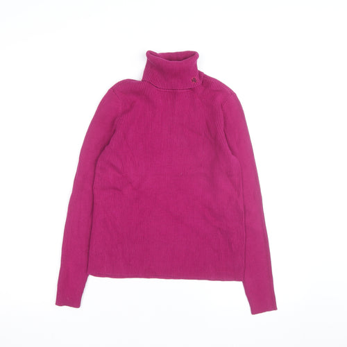 Ralph Lauren Women’s Pink Roll Neck Cotton Petite Jumper Size S