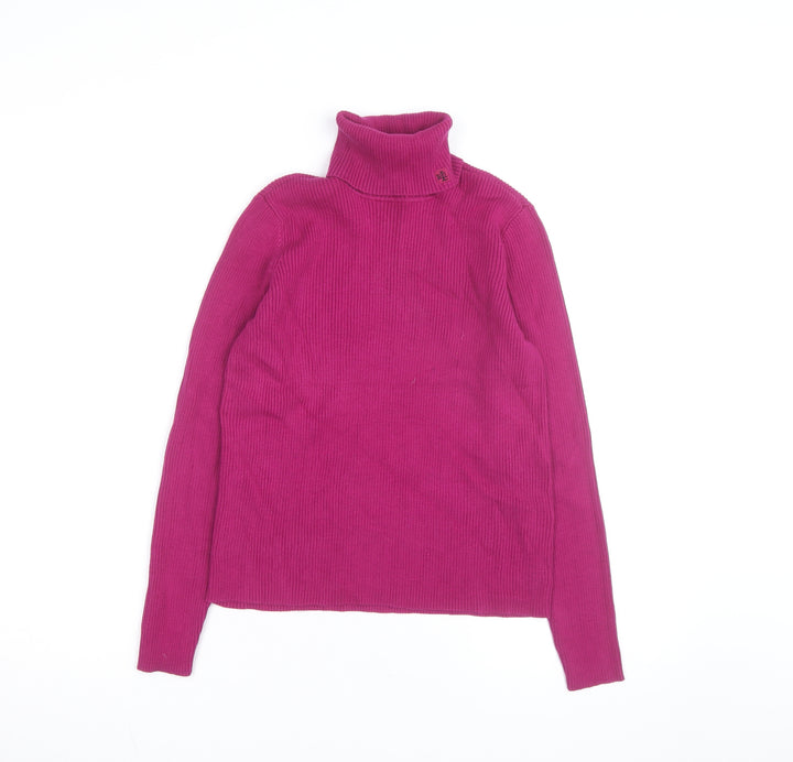 Ralph Lauren Women’s Pink Roll Neck Cotton Petite Jumper Size S