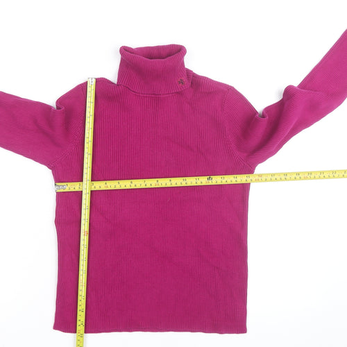 Ralph Lauren Women’s Pink Roll Neck Cotton Petite Jumper Size S