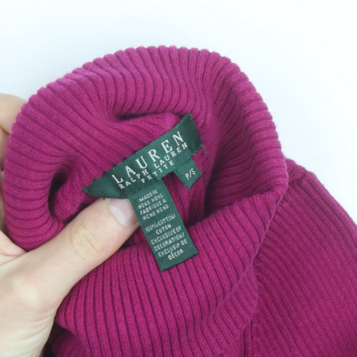 Ralph Lauren Women’s Pink Roll Neck Cotton Petite Jumper Size S