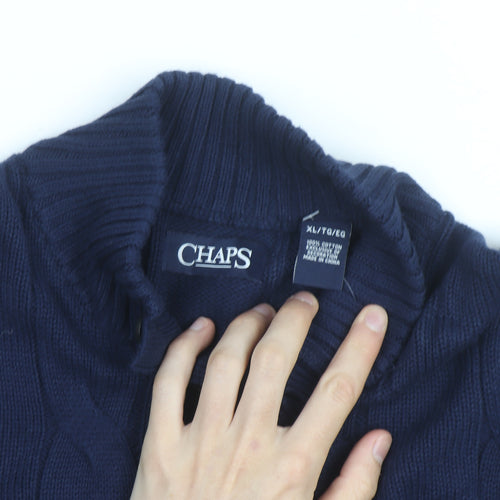 Chaps Men's Blue Cotton Cable-Knit Henley Jumper 2XL