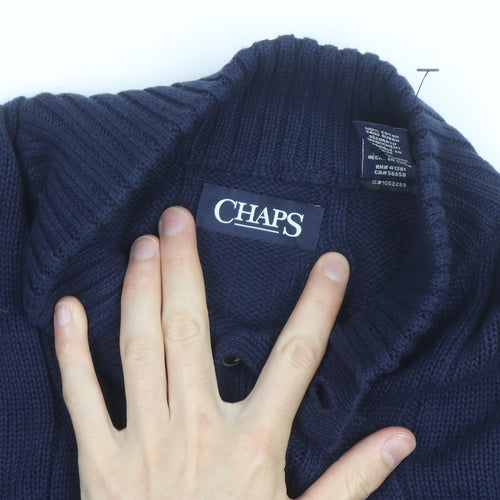 Chaps Men's Blue Cotton Cable-Knit Henley Jumper 2XL