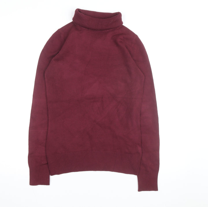 French Connection Men's Red Roll Neck Cotton Jumper Size M