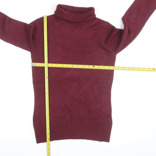 French Connection Men's Red Roll Neck Cotton Jumper Size M