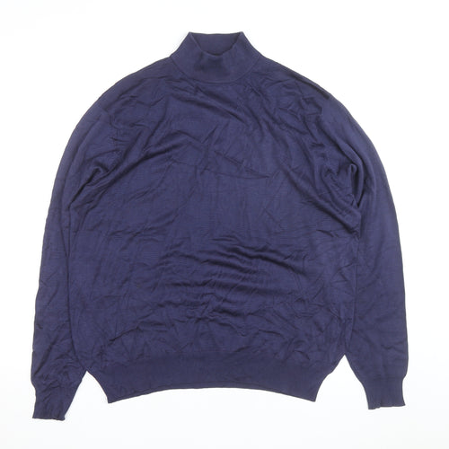 Jos. A. Bank Men's Blue Silk Roll Neck Jumper Size L