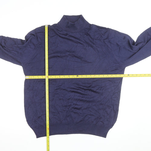 Jos. A. Bank Men's Blue Silk Roll Neck Jumper Size L