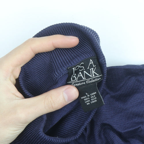 Jos. A. Bank Men's Blue Silk Roll Neck Jumper Size L