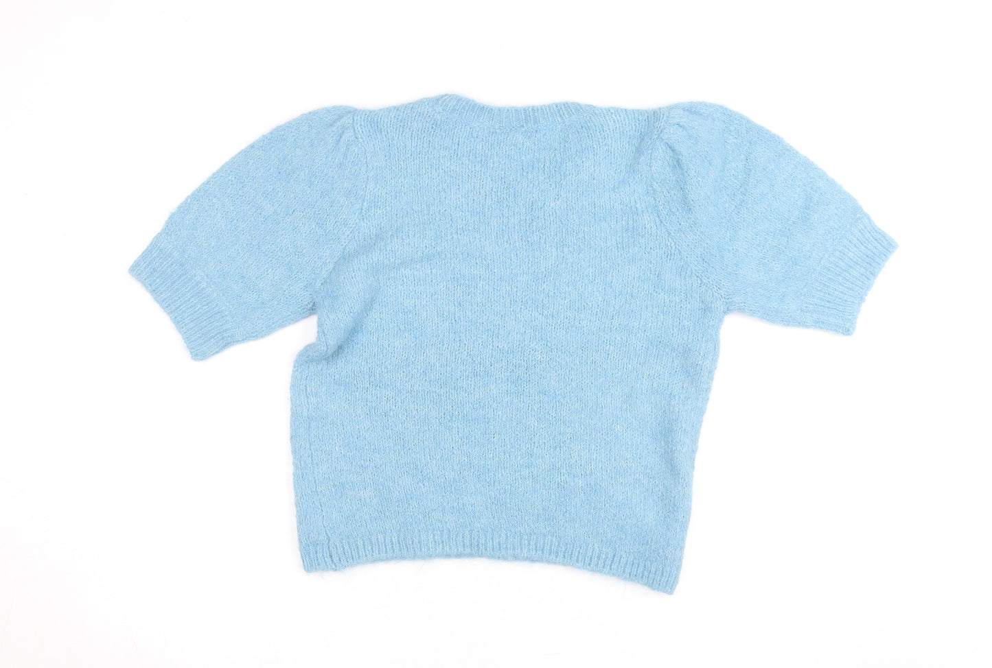 Vila Women Blue Short Sleeve Crew Neck Knit Pullover Jumper Size S