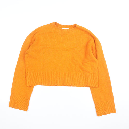 & Other Stories Women Orange Crew Neck Cotton Blend Jumper M