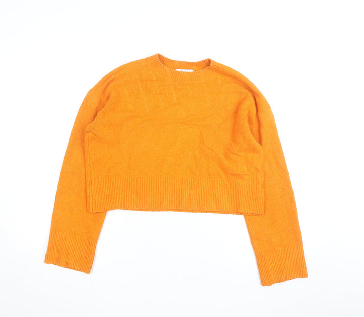 & Other Stories Women Orange Crew Neck Cotton Blend Jumper M