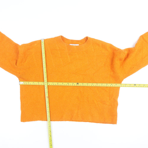 & Other Stories Women Orange Crew Neck Cotton Blend Jumper M