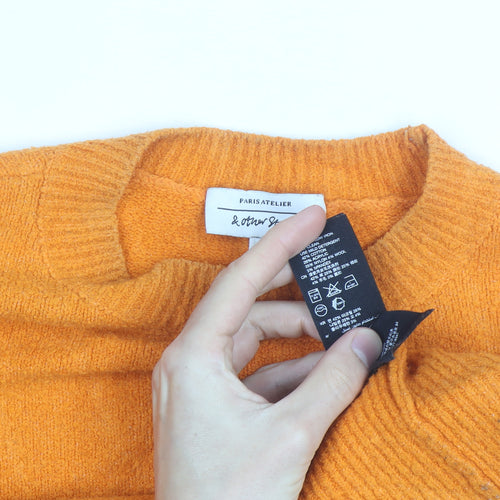& Other Stories Women Orange Crew Neck Cotton Blend Jumper M
