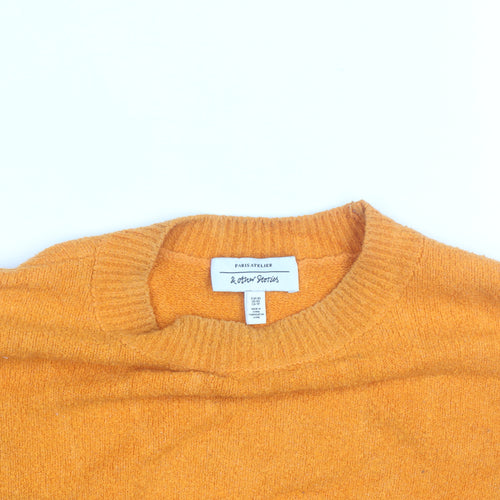 & Other Stories Women Orange Crew Neck Cotton Blend Jumper M