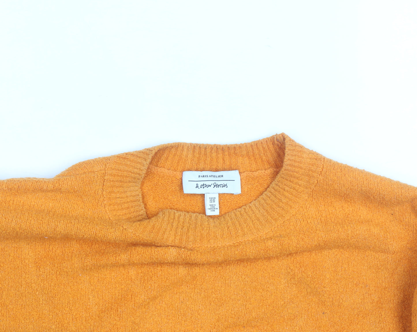 & Other Stories Women Orange Crew Neck Cotton Blend Jumper M