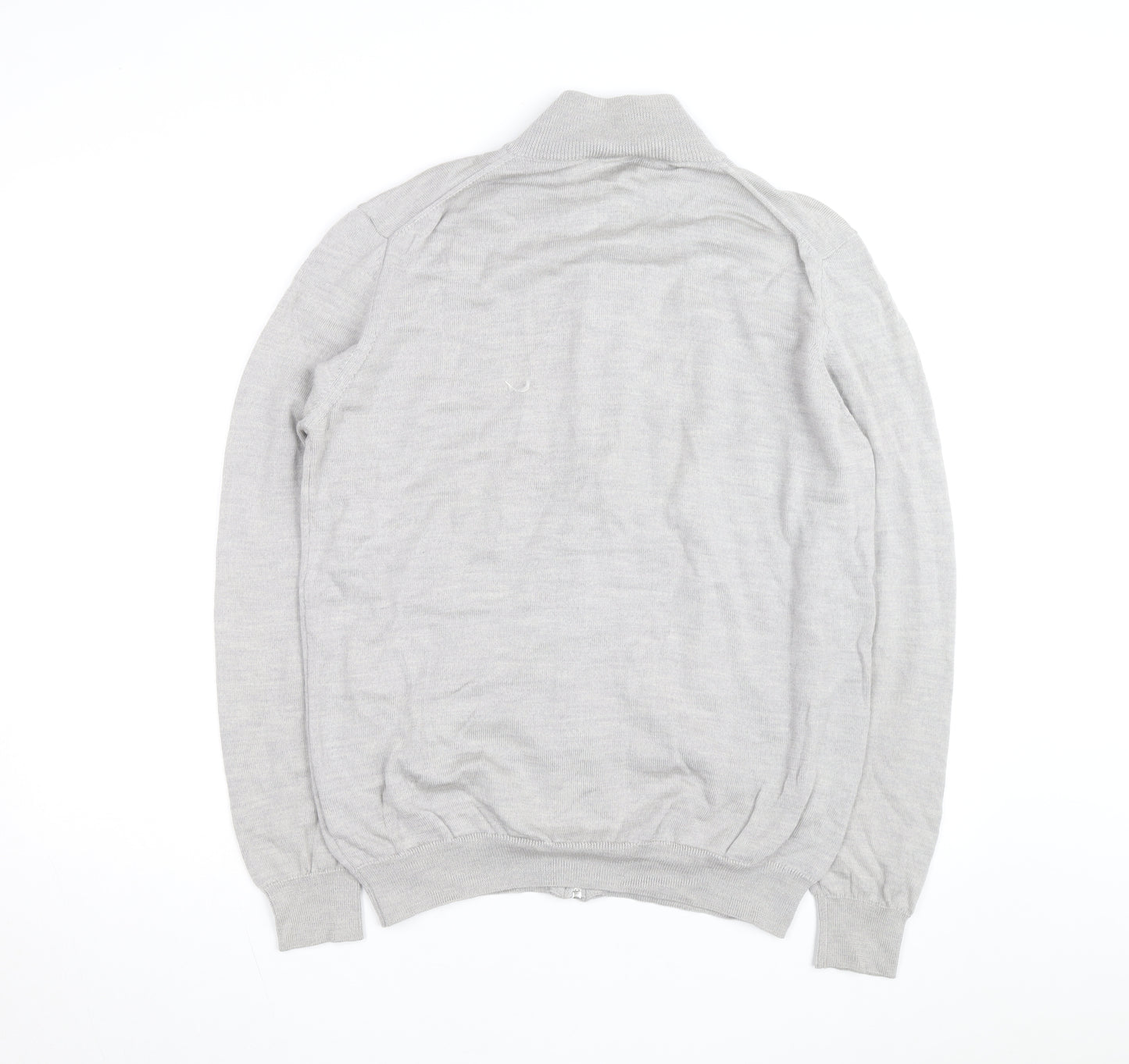 Lacoste Men’s Grey Wool Full Zip Jumper L High Neck Classic Knit