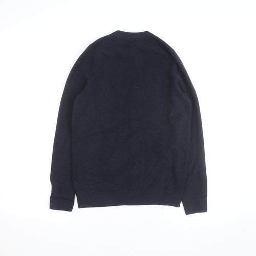 Marks and Spencer Men's Blue Cotton Blend Crew Neck Jumper Size S