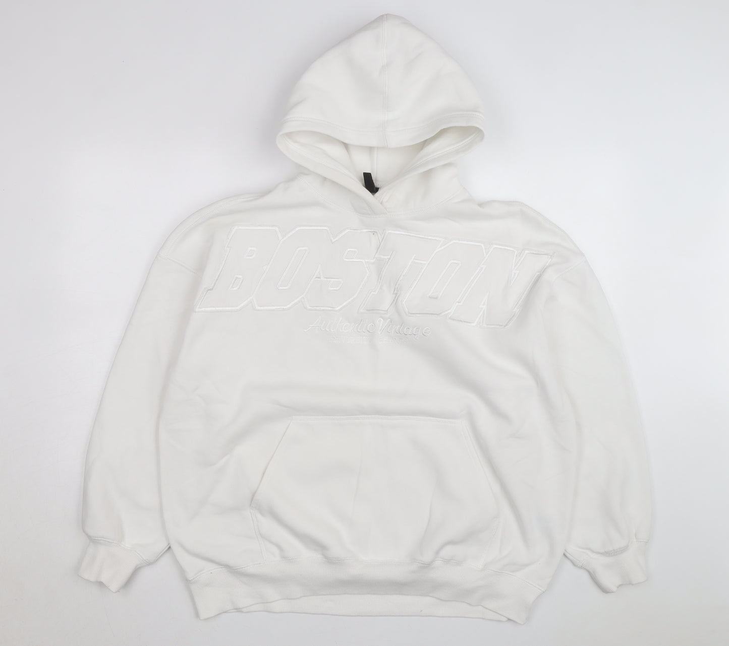 H&M Divided Men's White Boston Pullover Hoodie Size M