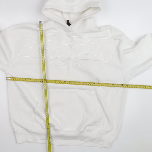 H&M Divided Men's White Boston Pullover Hoodie Size M